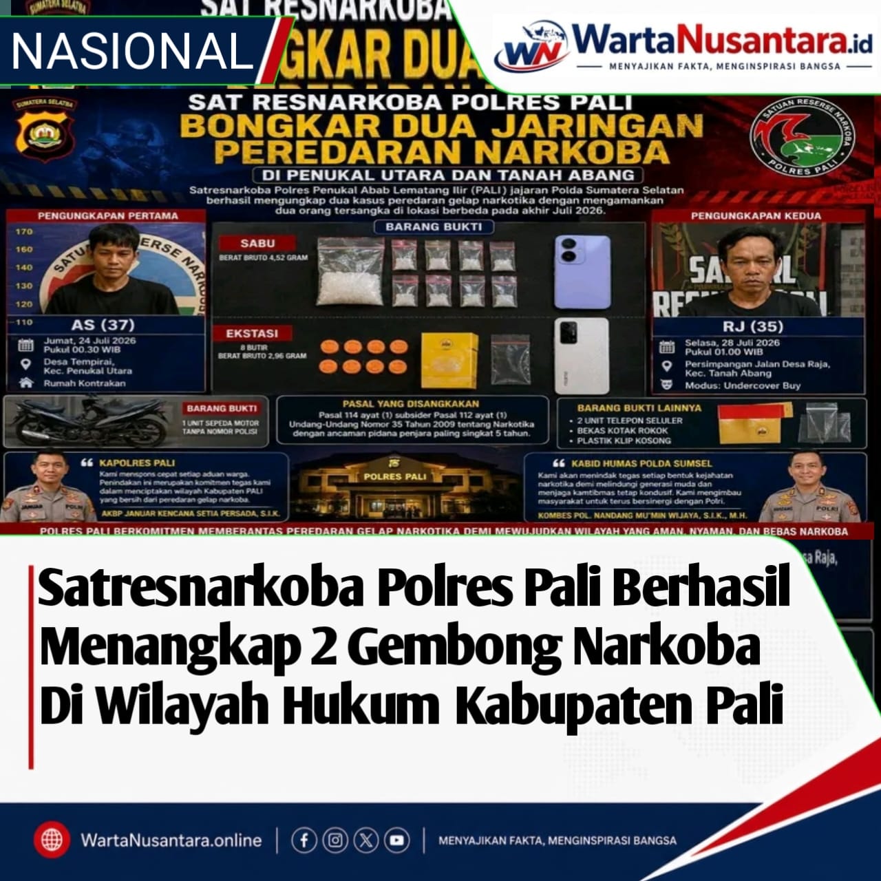 Satresnarkoba polres panukal abab lematang ilir (PALI) kembali menunjukkan Komitmennya dalam memberantas narkoba.