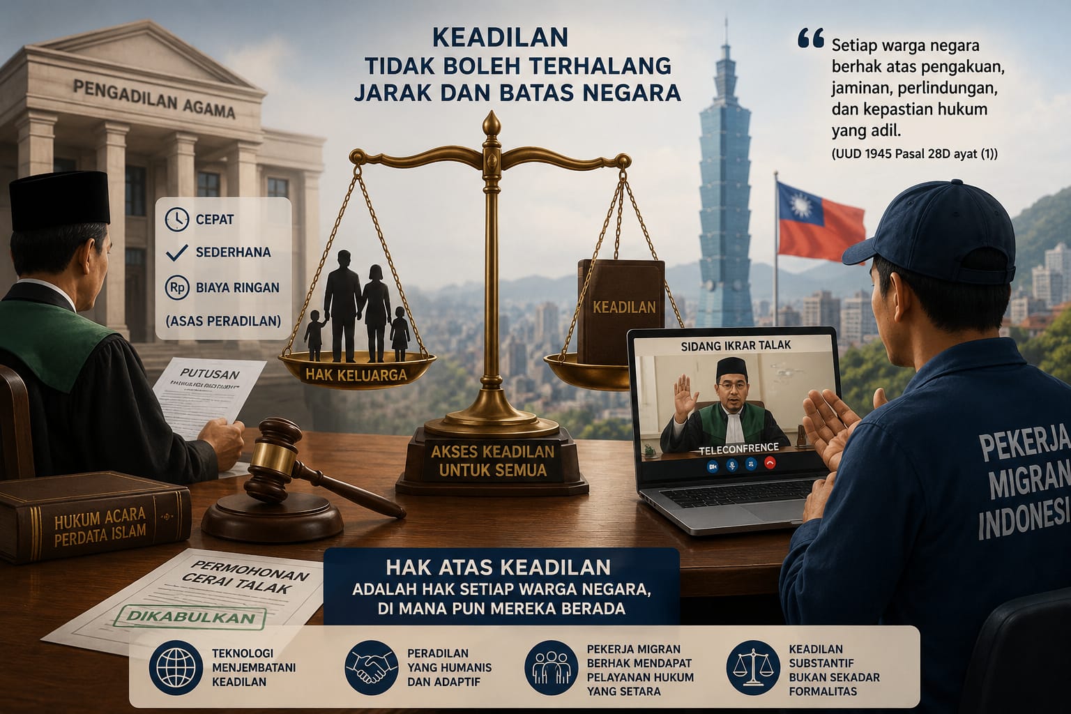 AKSES KEADILAN PMI DI TAIWAN TERKENDALA FORMALITAS FP4 NTB DAN AMUK MINTA PTA MATARAM FASILITASI IKRAR TALAK MELALUI TELECONFERENCE