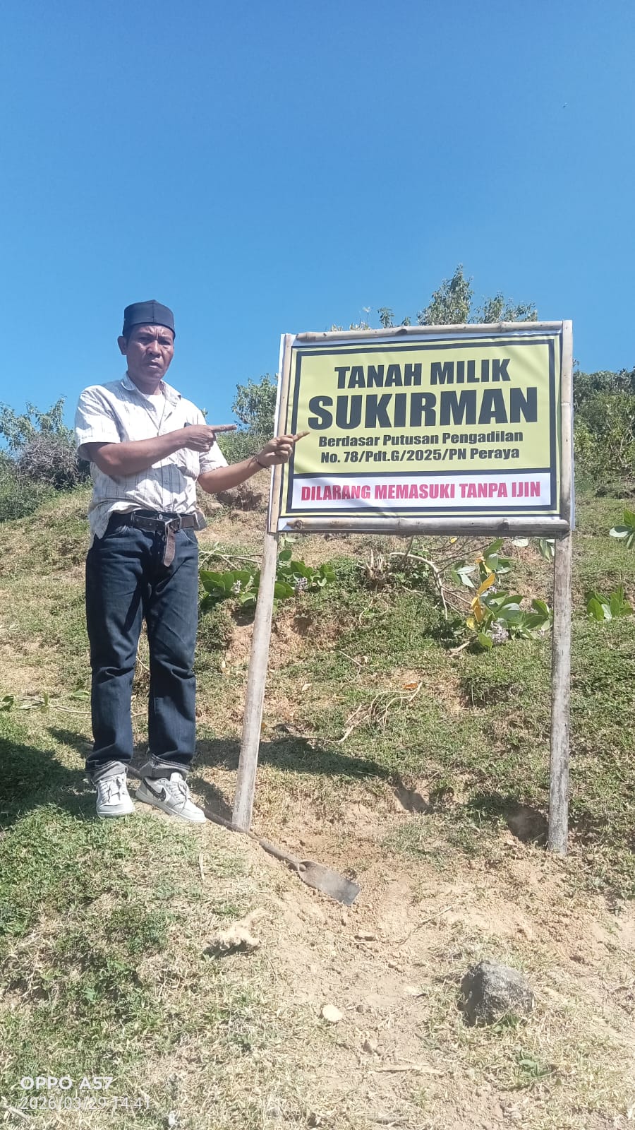 SUKIRMAN MRASA TANAHNYA DI RAMPAS ATAS KEJANGGALAN TERBITNYA SERTIFIKAT ATAS NAMA HERMAN:BPN PERLU DI PERTANYAKAN.