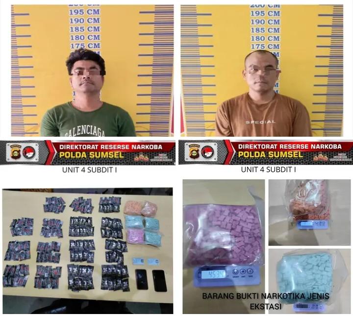 Ditresnarkoba Polda Sumsel Gagalkan Pengiriman 6.000 Butir Ekstasi Dari Medan Ke Palembang, Dua Tersangka Diamankan.